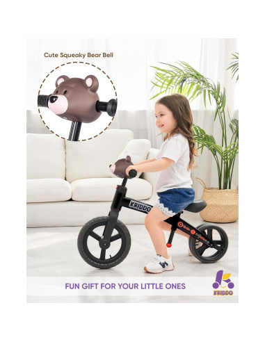 Bicicleta de Equilibrio KRIDDO para Niños 2 a 5 Años Negra