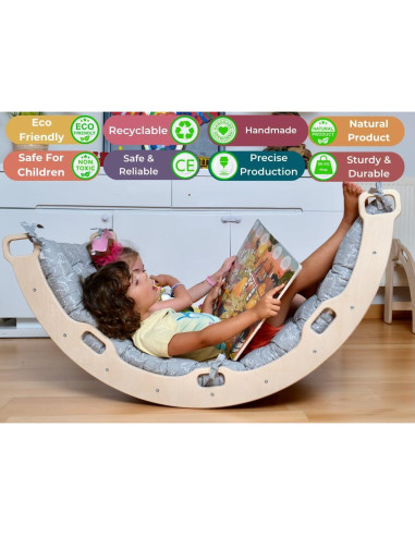 Arco de Escalada Montessori Kidodido con Rampas y Almohada Dino