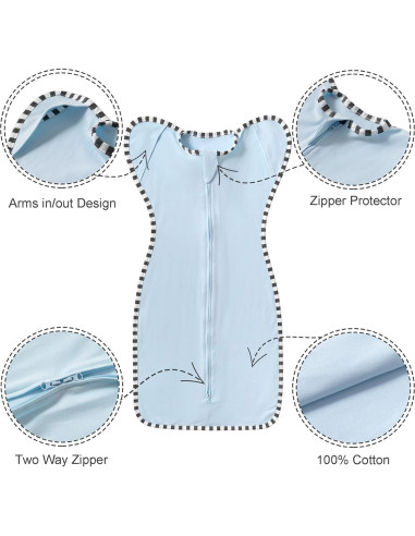 Saco de Sueño de Transición Queness 100% Algodón 2 Piezas S(0-3 Meses)