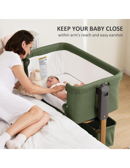 Cuna 3 en 1 LovliTod Baby Verde Oscuro Ajustable 6 Alturas