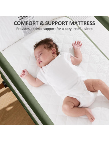 Cuna 3 en 1 LovliTod Baby Verde Oscuro Ajustable 6 Alturas