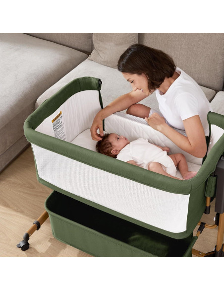 Cuna 3 en 1 LovliTod Baby Verde Oscuro Ajustable 6 Alturas