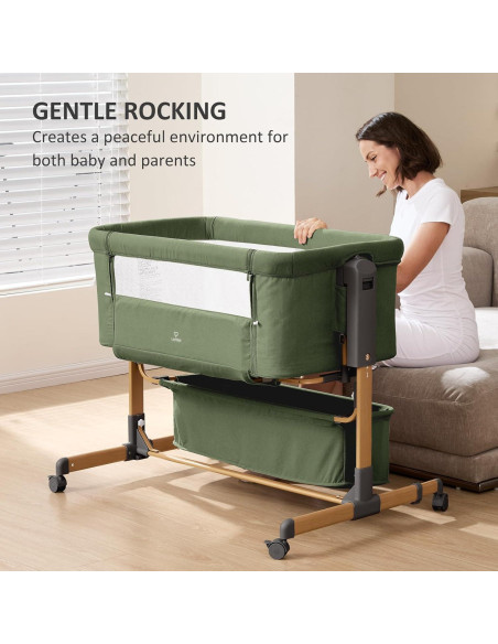 Cuna 3 en 1 LovliTod Baby Verde Oscuro Ajustable 6 Alturas