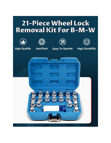 Kit de Eliminación de Bloqueo de Rueda Ntoauto 21 Piezas 12.7mm