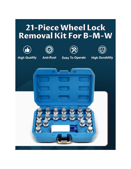 Kit de Eliminación de Bloqueo de Rueda Ntoauto 21 Piezas 12.7mm