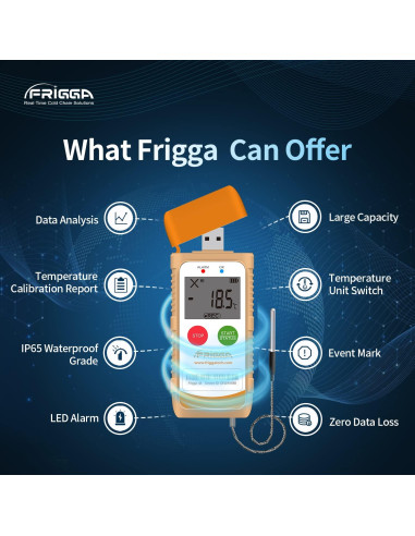 Registrador de Datos de Temperatura Frigga M1E USB Precisión Alta