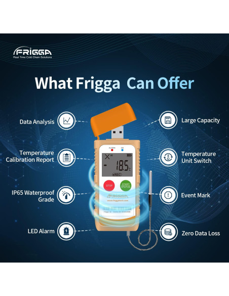 Registrador de Datos de Temperatura Frigga M1E USB Precisión Alta