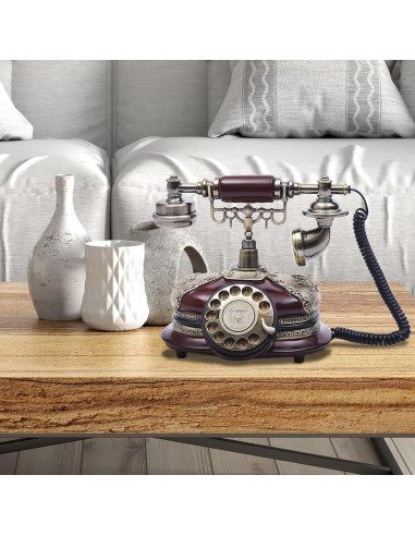 Teléfono Vintage Kreiaoer Disco Rotatorio Decorativo 16x25cm