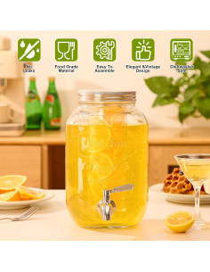 Dispensador de Bebidas de Vidrio MQRFFTU 3.78L con Grifo Inoxidable 2