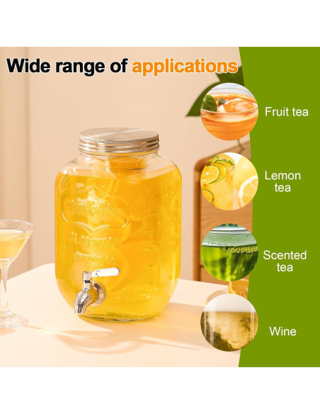 Dispensador de Bebidas de Vidrio MQRFFTU 3.78L con Grifo Inoxidable