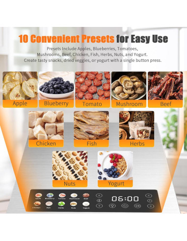 Deshidratador de Alimentos YASHE FD-1013A 10 Bandejas 850W