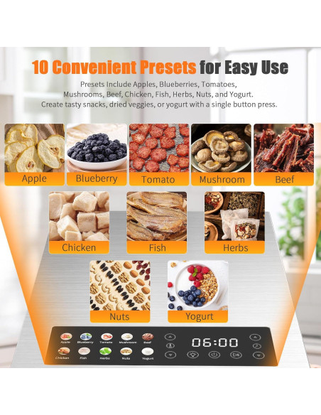 Deshidratador de Alimentos YASHE FD-1013A 10 Bandejas 850W