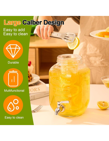 Dispensador de Bebidas de Vidrio MQRFFTU 3.78L con Grifo Inoxidable