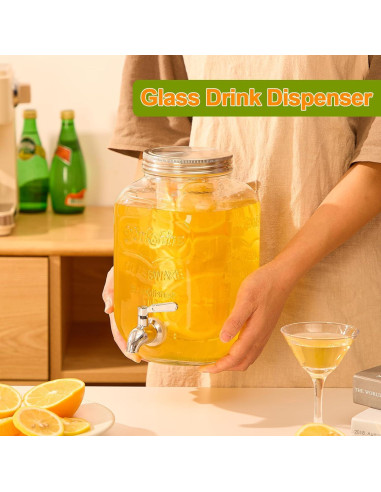 Dispensador de Bebidas de Vidrio MQRFFTU 3.78L con Grifo Inoxidable