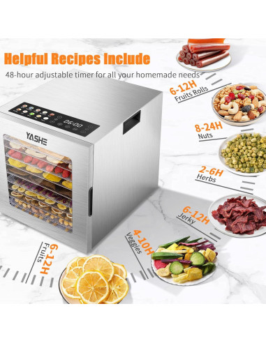 Deshidratador de Alimentos YASHE FD-1013A 10 Bandejas 850W