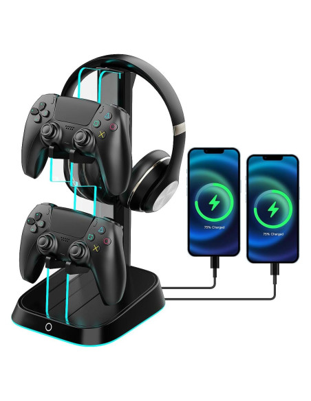 Soporte para Controladores y Auriculares BIFONODKR Negro con RGB