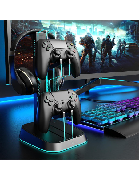 Soporte para Controladores y Auriculares BIFONODKR Negro con RGB