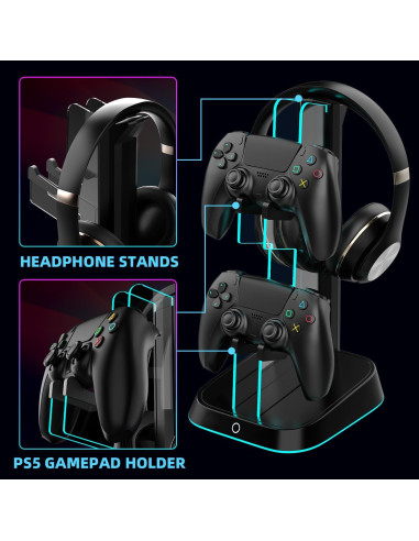 Soporte para Controladores y Auriculares BIFONODKR Negro con RGB
