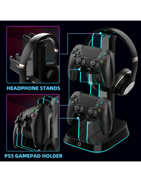 Soporte para Controladores y Auriculares BIFONODKR Negro con RGB