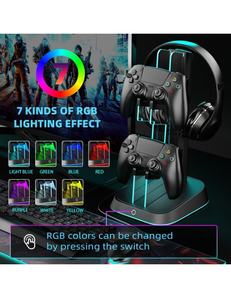 Soporte para Controladores y Auriculares BIFONODKR Negro con RGB