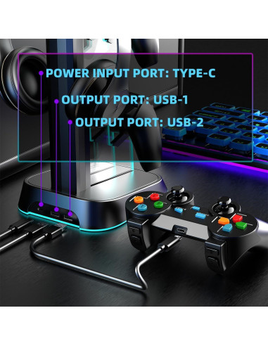 Soporte para Controladores y Auriculares BIFONODKR Negro con RGB