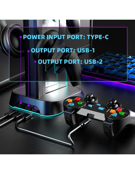 Soporte para Controladores y Auriculares BIFONODKR Negro con RGB