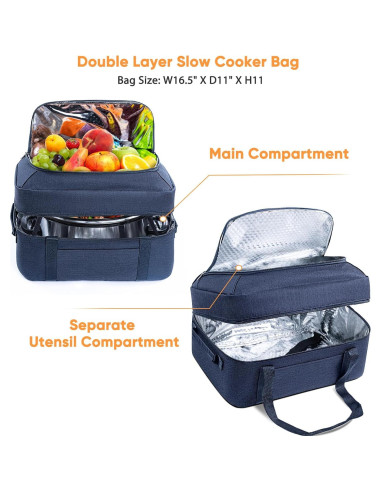 Bolsa de Transporte para Olla de Cocción Lenta BAGSPRITE 6-8 Qt Negra