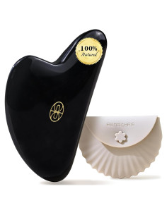 Herramienta Gua Sha Facial Rena Chris Obsidiana Negra 8.2cm