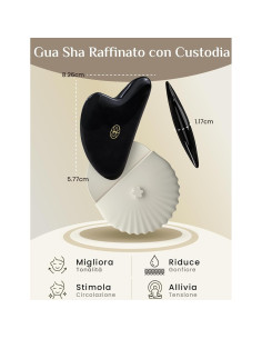 Herramienta Gua Sha Facial Rena Chris Obsidiana Negra 8.2cm 2