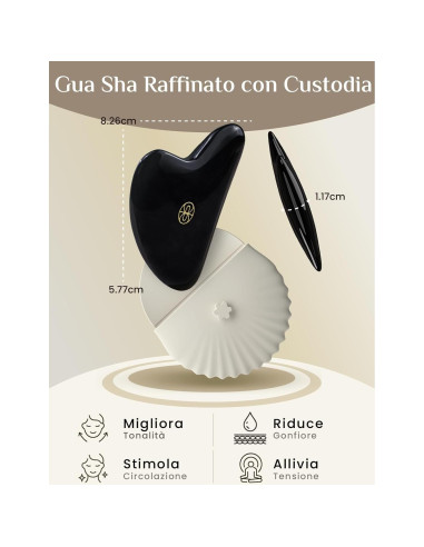 Herramienta Gua Sha Facial Rena Chris Obsidiana Negra 8.2cm