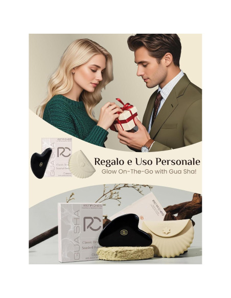 Herramienta Gua Sha Facial Rena Chris Obsidiana Negra 8.2cm