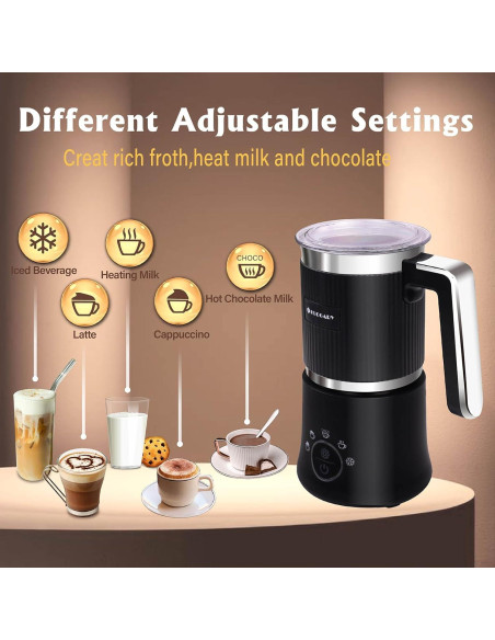 Espumador de Leche Eléctrico Huogary D02 5-en-1 350ml Negro