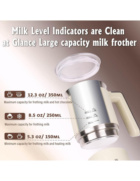 Espumador de Leche Eléctrico Huogary D02 5-en-1 350ml Negro