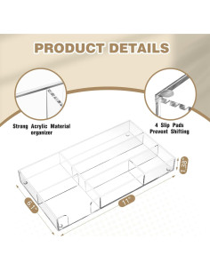 Organizador de Cajón de Escritorio Acrílico Briwooody 6 Compartimentos 28x15.5 cm 2