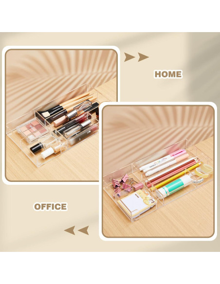 Organizador de Cajón de Escritorio Acrílico Briwooody 6 Compartimentos 28x15.5 cm