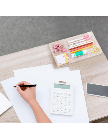 Organizador de Cajón de Escritorio Acrílico Briwooody 6 Compartimentos 28x15.5 cm