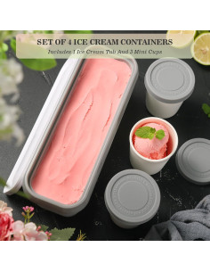 Juego de 4 Contenedores de Helado CHERHOME 1.42L Reutilizables 2