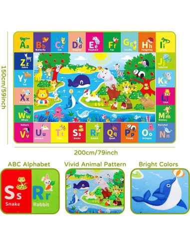 Alfombra de Juego Plegable AKASISRUG 200x150 cm Animales