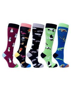 Calcetines de Lujo para Mujer - 5 Pares Coloridos hasta la Rodilla