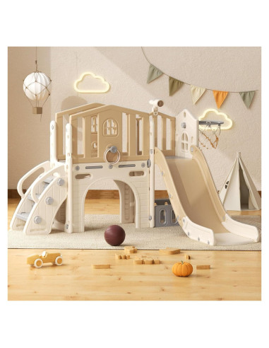 Parque Infantil 8 en 1 YUFU para Niños 1-3 Años Beige/Café
