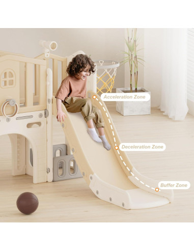 Parque Infantil 8 en 1 YUFU para Niños 1-3 Años Beige/Café