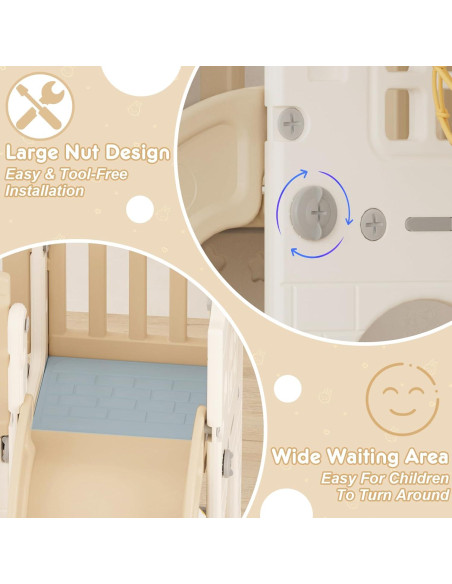 Parque Infantil 8 en 1 YUFU para Niños 1-3 Años Beige/Café