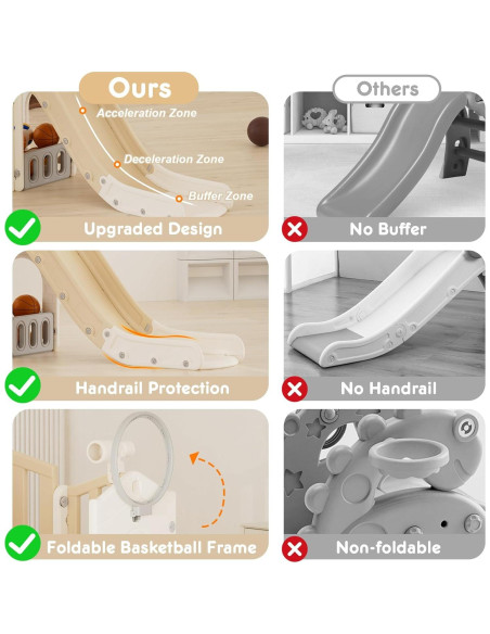 Parque Infantil 8 en 1 YUFU para Niños 1-3 Años Beige/Café