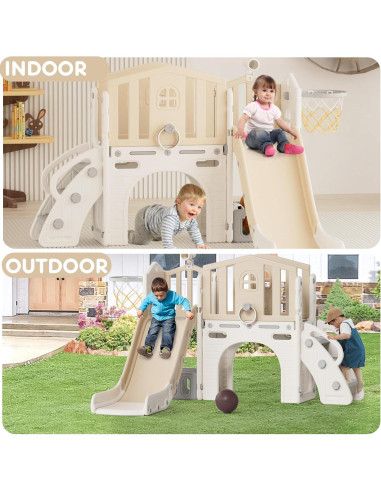 Parque Infantil 8 en 1 YUFU para Niños 1-3 Años Beige/Café