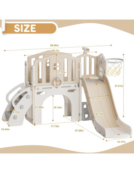 Parque Infantil 8 en 1 YUFU para Niños 1-3 Años Beige/Café