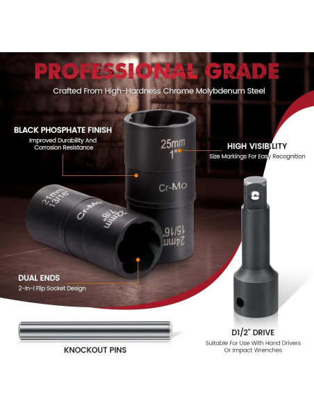 Juego de 7 Piezas Extractor de Tuercas QIFITOOL - Acero Cr-Mo