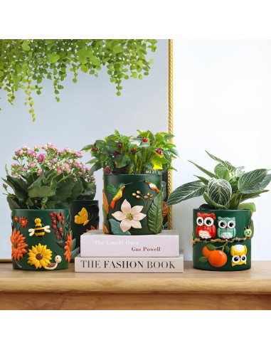 Maceta Decorativa GUGUGO Colibrí Verde Oscuro 12.5cm