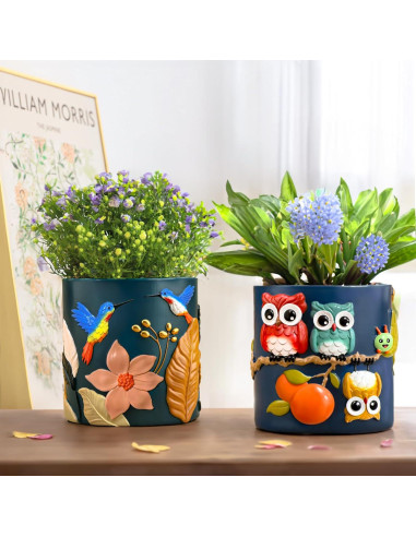 Maceta Decorativa GUGUGO Colibrí Verde Oscuro 12.5cm