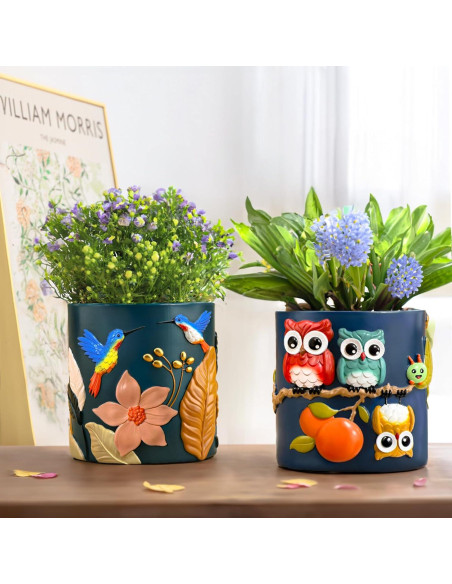 Maceta Decorativa GUGUGO Colibrí Verde Oscuro 12.5cm