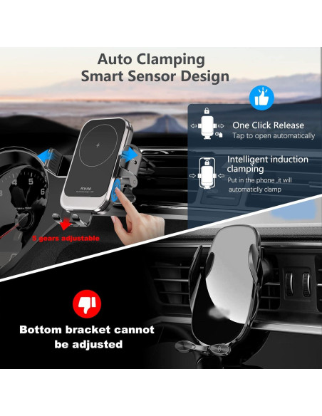 Soporte Cargador Inalámbrico 15W Aryuop para Coche - Automático